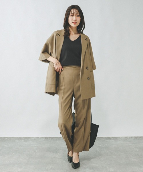GLOBAL WORK（グローバルワーク）の「Fffit エフィット/やわらかストレッチVネックT/291138（Tシャツ/カットソー・レディース・オフホワイト/ブラック/ベージュ/ネイビー・SMALL/LARGE/MEDIUM/X-SMALL）」の9枚目の写真