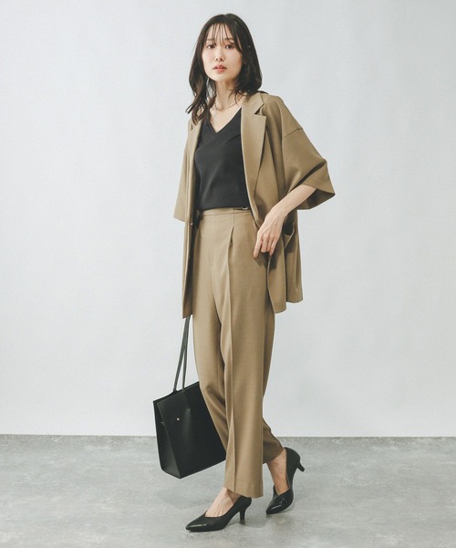 GLOBAL WORK（グローバルワーク）の「Fffit エフィット/やわらかストレッチVネックT/291138（Tシャツ/カットソー・レディース・オフホワイト/ブラック/ベージュ/ネイビー・SMALL/LARGE/MEDIUM/X-SMALL）」の10枚目の写真