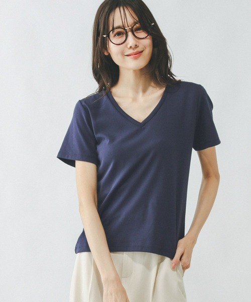 GLOBAL WORK（グローバルワーク）の「Fffit エフィット/やわらかストレッチVネックT/291138（Tシャツ/カットソー・レディース・オフホワイト/ブラック/ベージュ/ネイビー・SMALL/LARGE/MEDIUM/X-SMALL）」の22枚目の写真