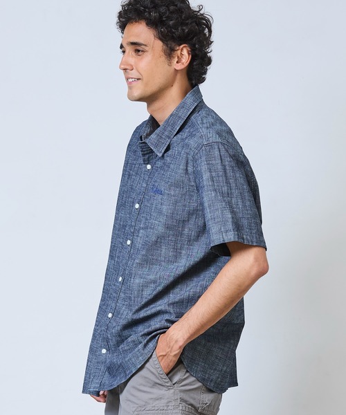 L.L.Bean(エルエルビーン)の「コンフォート・ストレッチ・シャンブレー・シャツ、半袖 ジャパン・フィット(シャツ/ブラウス・メンズ・ホワイト/ダークインディゴブルー/インディゴブルー・X-LARGE/LARGE/MEDIUM)」の7枚目の写真