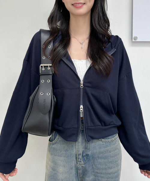 セール】着回し力バツグン！ゆるっとラフな万能ショートジップパーカー