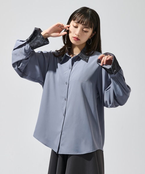 Vin フラワレースニットドッキングブラウス　新品未使用 THE Yon ブラウス シャツ フラワーレース刺繍Vネッククロップド
