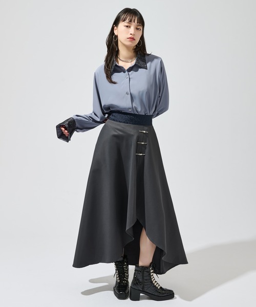 Ellno de Mavie（エルノデメヴィ）の「フラワーレースドッキングシャツ（シャツ/ブラウス・レディース・グレイッシュベージュ/ブラック/ブラック系/ブルーグレー・FREE）」の16枚目の写真