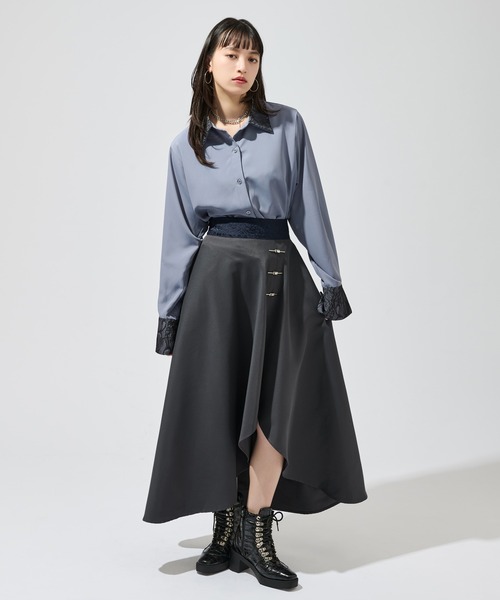 Ellno de Mavie（エルノデメヴィ）の「フラワーレースドッキングシャツ（シャツ/ブラウス・レディース・グレイッシュベージュ/ブラック/ブラック系/ブルーグレー・FREE）」の17枚目の写真