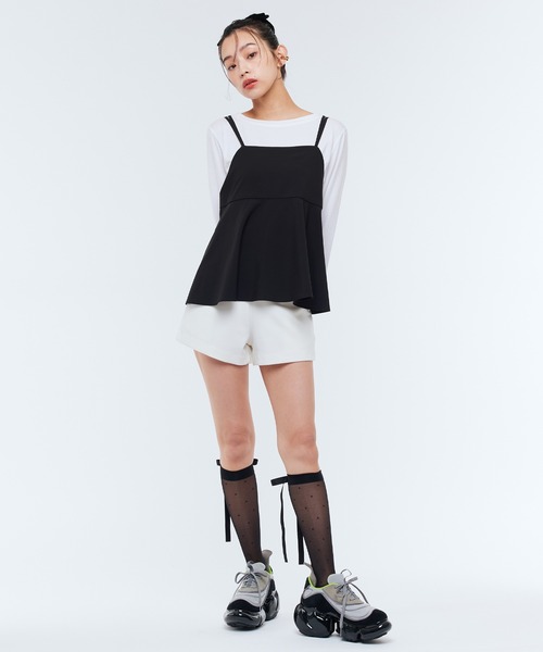 Narcissus(ナルシス)の「ストラップフリルキャミソール/フリルビスチェ(キャミソール・レディース・グレー/ブラック・FREE)」の3枚目の写真