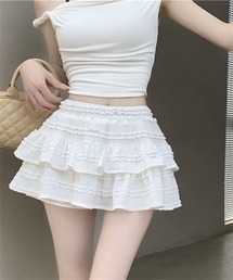 バレエコア レースフリルミニスカート