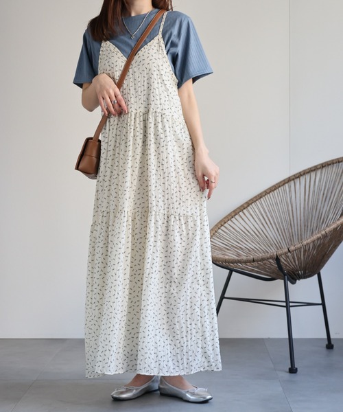 セール】【多色展開】フラワープリント キャミワンピース
