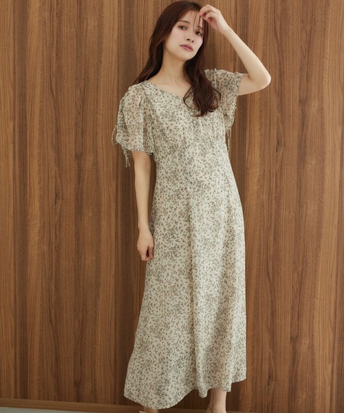 ドロストスリーブエンパイアワンピース　ロングワンピース【mysty woman】 mysty woman｜ドロストスリーブエンパイアワンピース | Rakuten