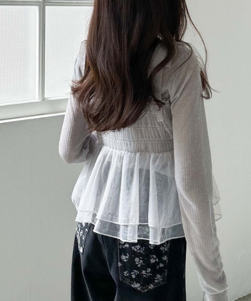 archives(アルシーヴ)の「チュールペプラムキャミ×リブTOPS SET(Tシャツ/カットソー・レディース・オフホワイト/グレー/ブラック/イエロー・MEDIUM)」の7枚目の写真