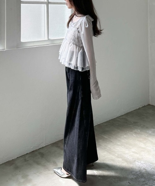 archives(アルシーヴ)の「チュールペプラムキャミ×リブTOPS SET(Tシャツ/カットソー・レディース・オフホワイト/グレー/ブラック/イエロー・MEDIUM)」の10枚目の写真