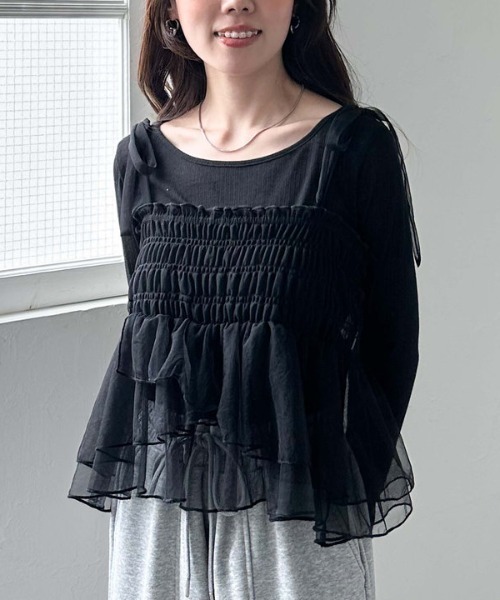 archives(アルシーヴ)の「チュールペプラムキャミ×リブTOPS SET(Tシャツ/カットソー・レディース・オフホワイト/グレー/ブラック/イエロー・MEDIUM)」の17枚目の写真