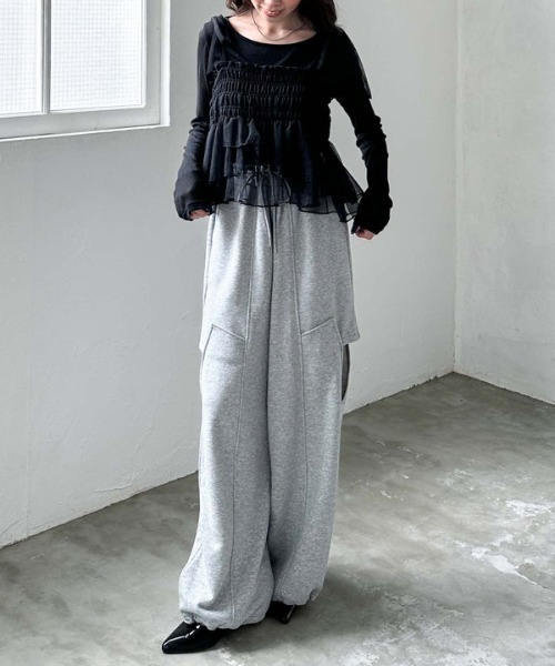 archives(アルシーヴ)の「チュールペプラムキャミ×リブTOPS SET(Tシャツ/カットソー・レディース・オフホワイト/グレー/ブラック/イエロー・MEDIUM)」の22枚目の写真