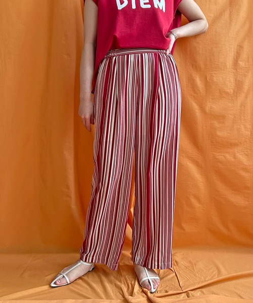 LHELBIE（レルビエ）の「ストライプタックパンツ（その他パンツ・レディース・ブラック/ライトベージュ/レッド・M）」の14枚目の写真