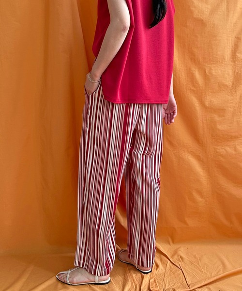 LHELBIE（レルビエ）の「ストライプタックパンツ（その他パンツ・レディース・ブラック/ライトベージュ/レッド・M）」の22枚目の写真