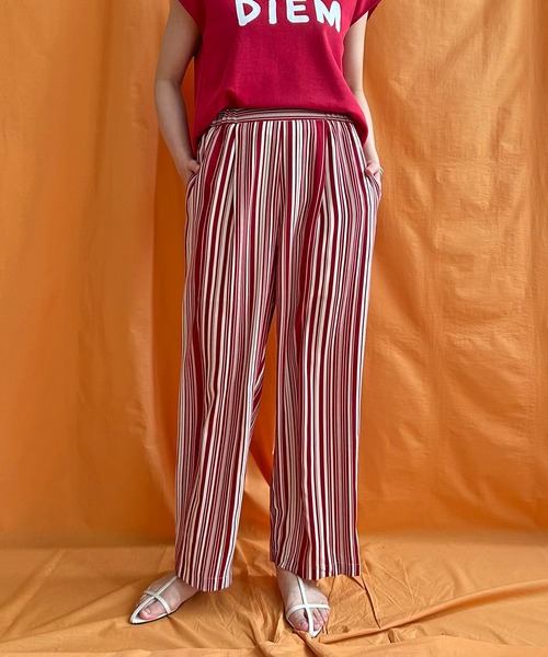 LHELBIE（レルビエ）の「ストライプタックパンツ（その他パンツ・レディース・ブラック/ライトベージュ/レッド・M）」の21枚目の写真