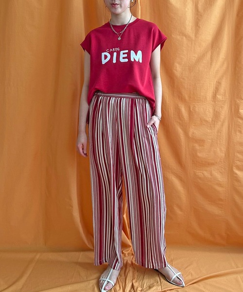 LHELBIE（レルビエ）の「ストライプタックパンツ（その他パンツ・レディース・ブラック/ライトベージュ/レッド・M）」の16枚目の写真