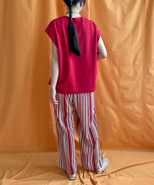 LHELBIE（レルビエ）の「ストライプタックパンツ（その他パンツ・レディース・ブラック/ライトベージュ/レッド・M）」の17枚目の写真