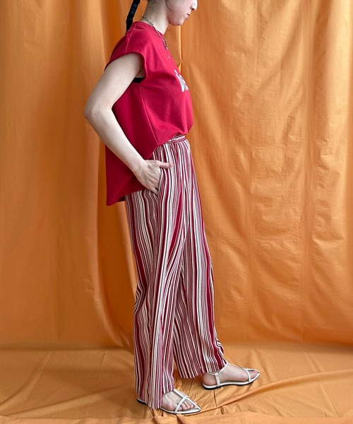 LHELBIE（レルビエ）の「ストライプタックパンツ（その他パンツ・レディース・ブラック/ライトベージュ/レッド・M）」の19枚目の写真
