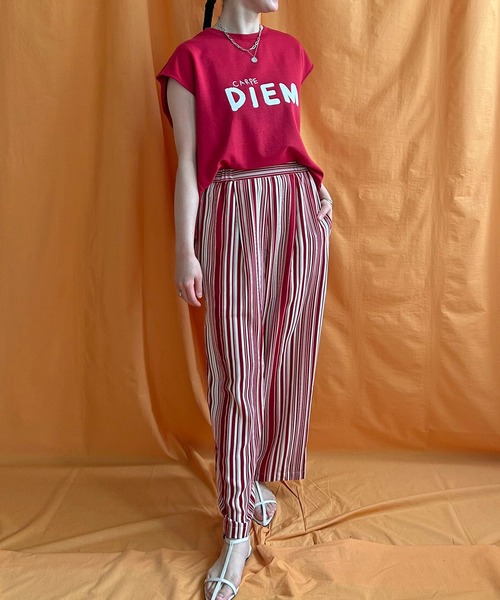 LHELBIE（レルビエ）の「ストライプタックパンツ（その他パンツ・レディース・ブラック/ライトベージュ/レッド・M）」の20枚目の写真