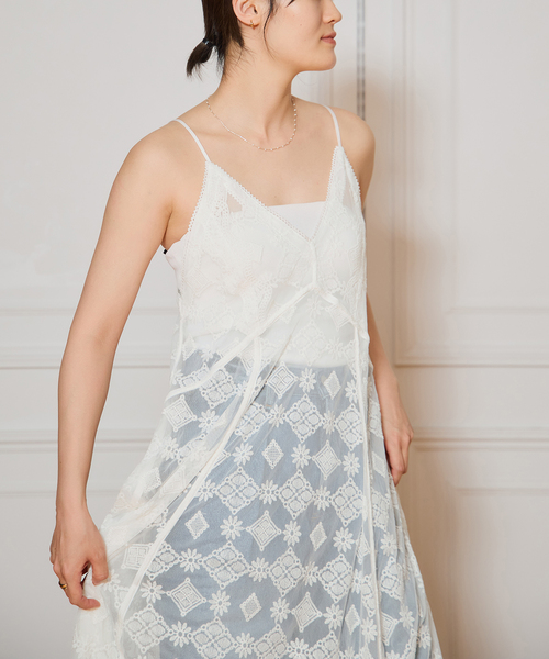 IENA LA BOUCLE(イエナラブークル)の「IENA LA BOUCLE チュールキャミワンピース(ワンピース・レディース・ホワイト・FREE)」の8枚目の写真