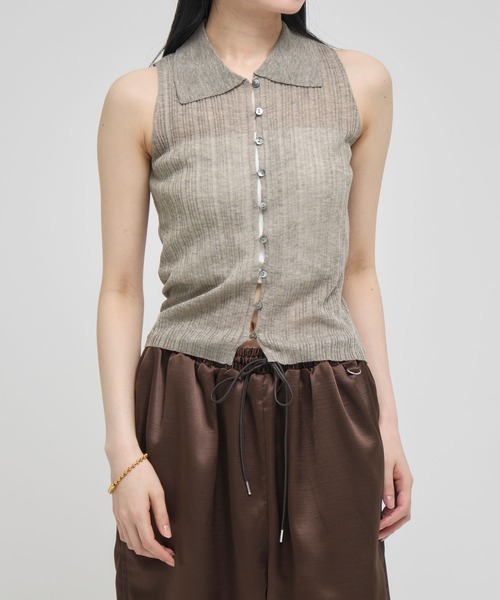 人気海外ブランドアイテム｜ファッション通販 ZOZOTOWN限定》【Louren/ローレン】front button sheer knit トップス