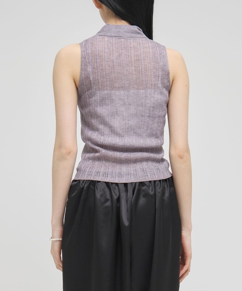 louren ノースリーブtop ZOZOTOWN限定》【Louren/ローレン】front button sheer knit