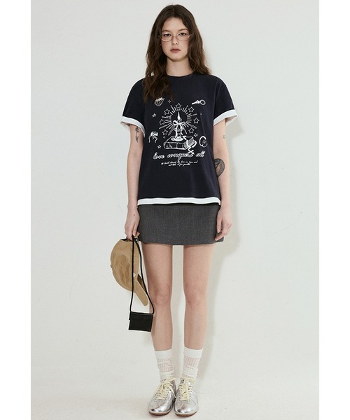 tシャツ レイヤードデザイン プリントTシャツ FX25S006「Fano Studios」「2025SS」 レディース メンズ レイヤードデザイン プリントTシャツ FX25S006【Fano Studios