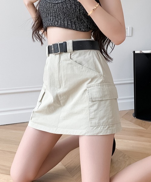 Teem Store（チームストア）の「【ベルト付き】カーゴタイトミニスカート（スカート・レディース・ベージュ/ブラック・L/M）」の18枚目の写真