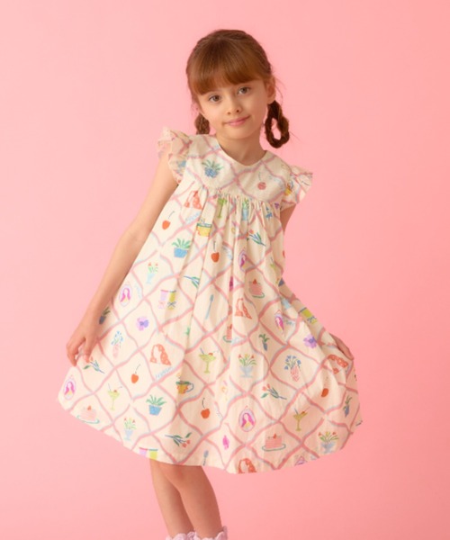 HAKKA KIDS(ハッカキッズ)の「hakka kids×KOTOMI FUJIWARA マイ・コレクションプリントワンピース(ワンピース・キッズ・パープル/キナリ・110cm/120cm/130cm/100cm)」の1枚目の写真