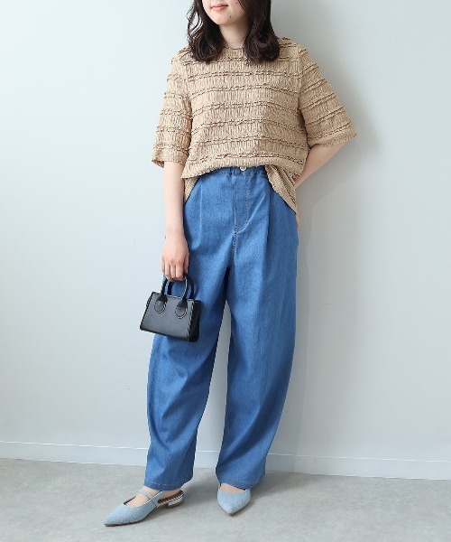 leswel(レスウェル)の「【L~5L 大きいサイズ】レーシージャガードプルオーバー 半袖 春夏(Tシャツ/カットソー・レディース・ブラック/イエロー/ベージュ・LL/3L/5L/4L/L)」の12枚目の写真