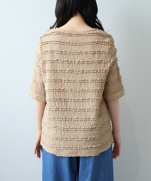 leswel(レスウェル)の「【L~5L 大きいサイズ】レーシージャガードプルオーバー 半袖 春夏(Tシャツ/カットソー・レディース・ブラック/イエロー/ベージュ・LL/3L/5L/4L/L)」の16枚目の写真