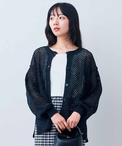 LANVIN en blue☆透かしリブカーディガン