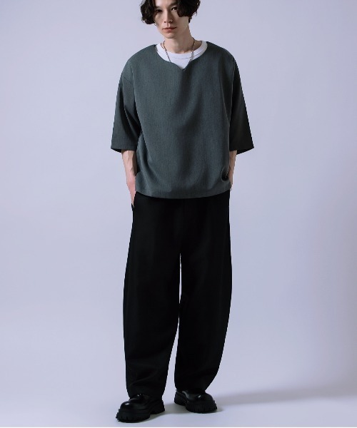 Crownor（クラウノアー）の「キーネック 半袖Tシャツ（Tシャツ/カットソー・メンズ・ホワイト/チャコール/カーキ・MEDIUM/LARGE）」の16枚目の写真