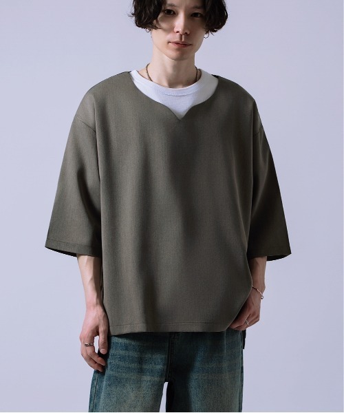 Crownor（クラウノアー）の「キーネック 半袖Tシャツ（Tシャツ/カットソー・メンズ・ホワイト/チャコール/カーキ・MEDIUM/LARGE）」の17枚目の写真