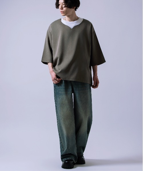 Crownor（クラウノアー）の「キーネック 半袖Tシャツ（Tシャツ/カットソー・メンズ・ホワイト/チャコール/カーキ・MEDIUM/LARGE）」の20枚目の写真