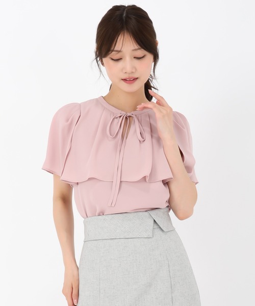 MISCH MASCH(ミッシュマッシュ)の「ケープボウタイブラウス(シャツ/ブラウス・レディース・ブルー/ブラック/ピンク/ホワイト・フリ-)」の7枚目の写真