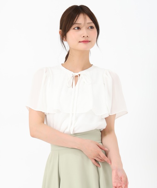 MISCH MASCH(ミッシュマッシュ)の「ケープボウタイブラウス(シャツ/ブラウス・レディース・ブルー/ブラック/ピンク/ホワイト・フリ-)」の9枚目の写真