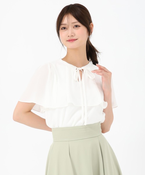 MISCH MASCH(ミッシュマッシュ)の「ケープボウタイブラウス(シャツ/ブラウス・レディース・ブルー/ブラック/ピンク/ホワイト・フリ-)」の11枚目の写真