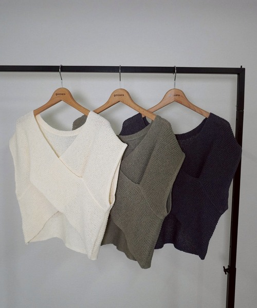 gossara(ゴサラ)の「2WAY畦編みクロスベスト(ベスト・レディース・アイボリー/グレイッシュベージュ/チャコール・FREE)」の18枚目の写真