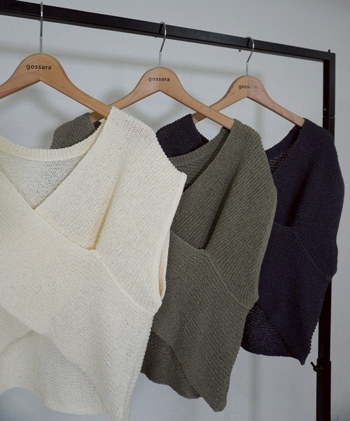 gossara(ゴサラ)の「2WAY畦編みクロスベスト(ベスト・レディース・アイボリー/グレイッシュベージュ/チャコール・FREE)」の17枚目の写真
