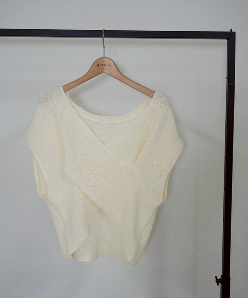 gossara(ゴサラ)の「2WAY畦編みクロスベスト(ベスト・レディース・アイボリー/グレイッシュベージュ/チャコール・FREE)」の14枚目の写真