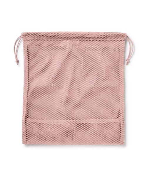 無印良品(ムジルシリョウヒン)の「ポリエステルメッシュ巾着 ダブルタイプ M 約27×30×12cm(トラベルグッズ・レディース・ブラック/カーキ/ピンク・M)」の3枚目の写真