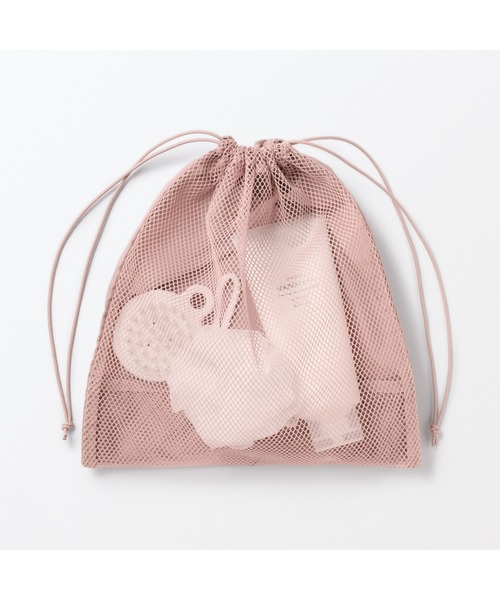 無印良品(ムジルシリョウヒン)の「ポリエステルメッシュ巾着 ダブルタイプ M 約27×30×12cm(トラベルグッズ・レディース・ブラック/カーキ/ピンク・M)」の15枚目の写真