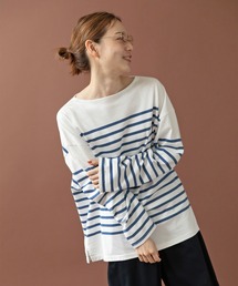 PAR ICI | パネルボーダー ボートネックプルオーバー(Tシャツ/カットソー)