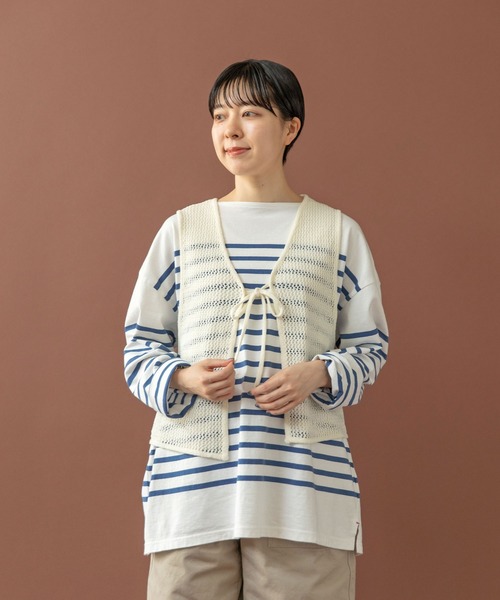 PAR ICI（パーリッシィ）の「パネルボーダー ボートネックプルオーバー（Tシャツ/カットソー・レディース・ブルー/レッド・FREE）」の8枚目の写真