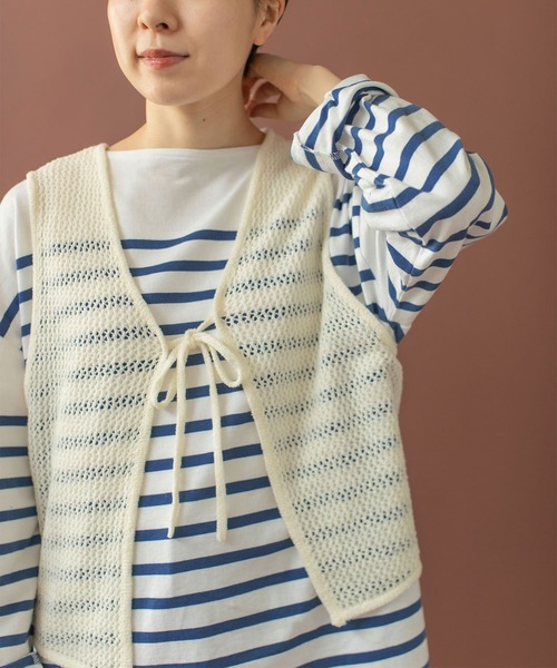 PAR ICI（パーリッシィ）の「パネルボーダー ボートネックプルオーバー（Tシャツ/カットソー・レディース・ブルー/レッド・FREE）」の9枚目の写真