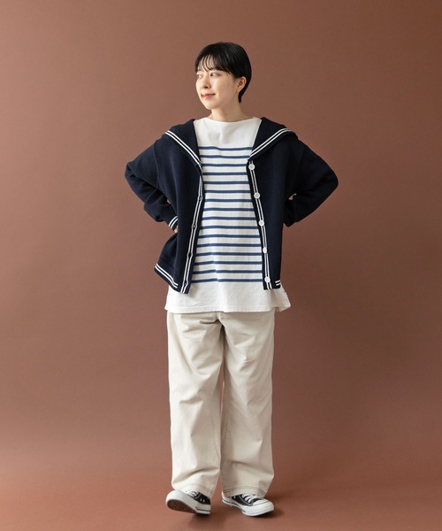 PAR ICI（パーリッシィ）の「パネルボーダー ボートネックプルオーバー（Tシャツ/カットソー・レディース・ブルー/レッド・FREE）」の16枚目の写真