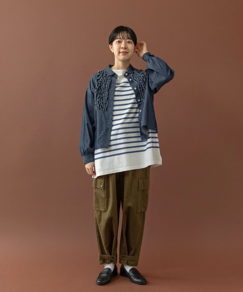 PAR ICI（パーリッシィ）の「パネルボーダー ボートネックプルオーバー（Tシャツ/カットソー・レディース・ブルー/レッド・FREE）」の5枚目の写真