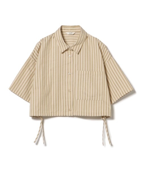 BEAMS HEART（ビームスハート）の「ストライプ柄 ドロスト ハーフスリーブシャツ（シャツ/ブラウス・レディース・サックスブルー/ピンク/ベージュ・FREE）」の2枚目の写真