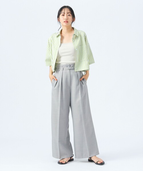 BEAMS HEART（ビームスハート）の「ストライプ柄 ドロスト ハーフスリーブシャツ（シャツ/ブラウス・レディース・サックスブルー/ピンク/ベージュ・FREE）」の8枚目の写真